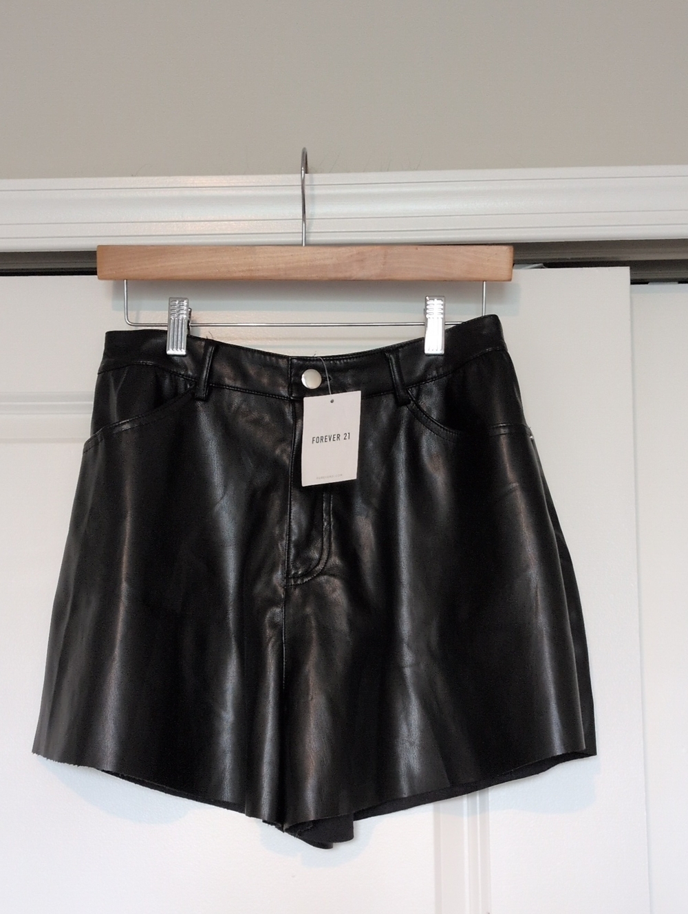Forever 21 Black Faux Leather High Waist Shorts